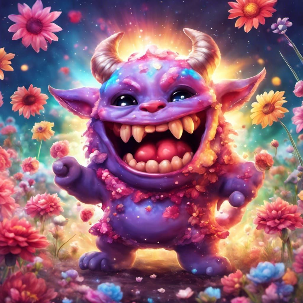 Adorable Chibi Demon in Sugary Galactic Field
