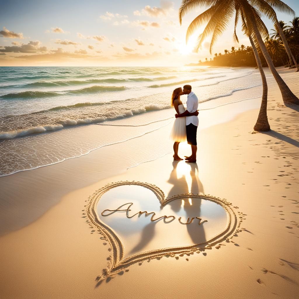 Crystal Heart Reveals Beach Kiss, Futuristic Art