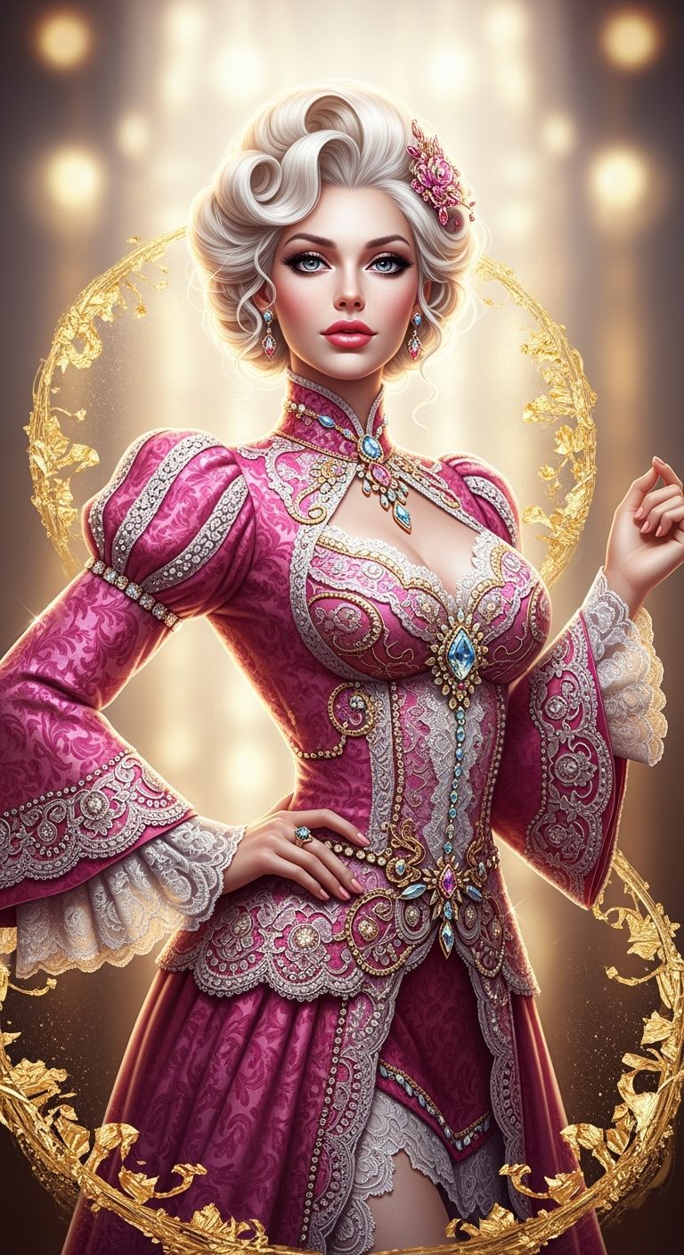 Hyperrealist Portrait of a Blonde Woman in Baroque Style