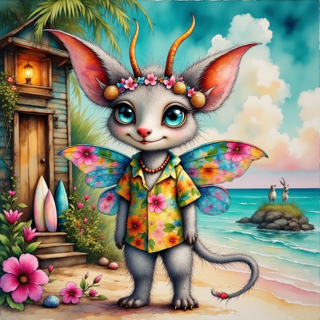 Enchanted Fairy on Sun-Kissed Beach in Whimsical Style