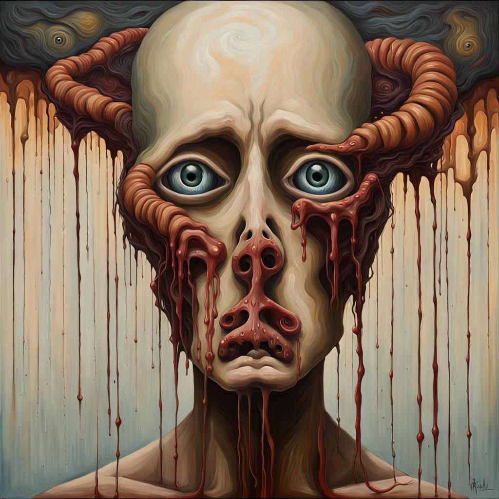 Surreal Uncanny Valley: Person and Inhuman Worm