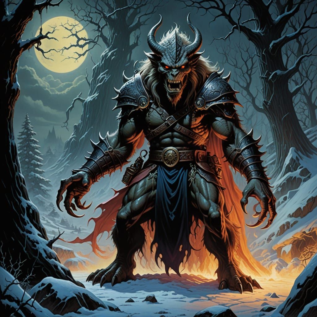 Cursed Ghost in Dark Winter Landscape