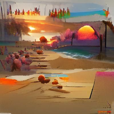 Beach at Sunset: A Tranquil Coastal View
