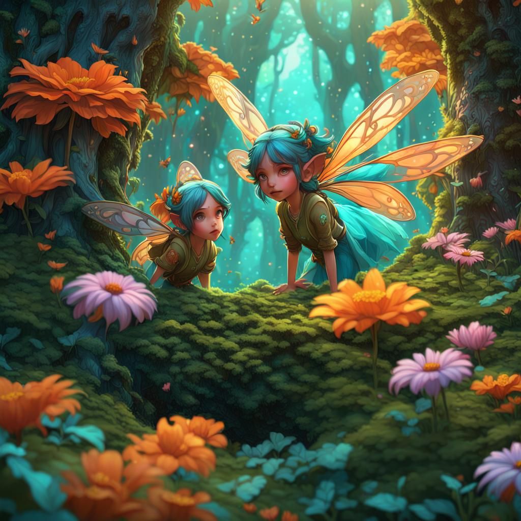Pixie Fairies in Verdant Forest, Splash Art