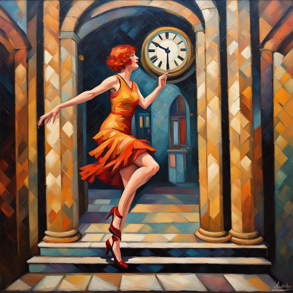 Flapper Dances in Art Deco Dreamscape