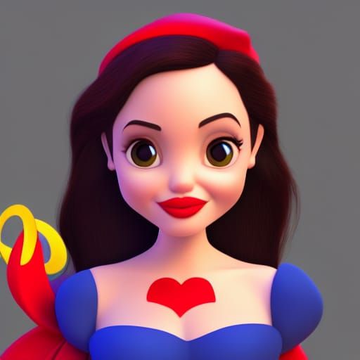 Angelina Jolie as Snow White: 3D Digital Art