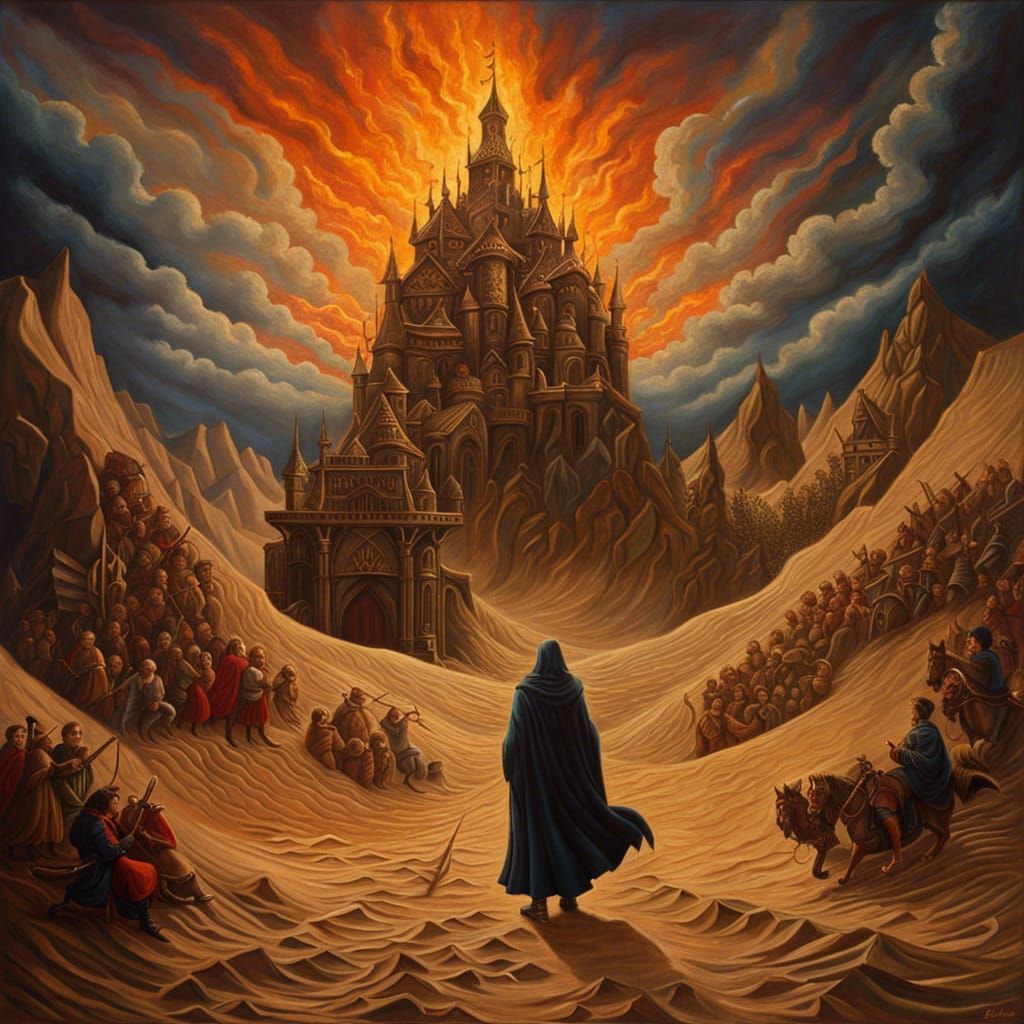 Burning City in Medieval Fantasy Style