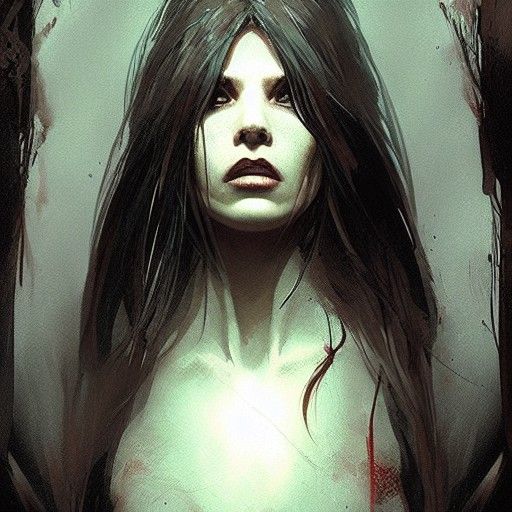 Sinister Snake Woman in a Horror Fantasy Style