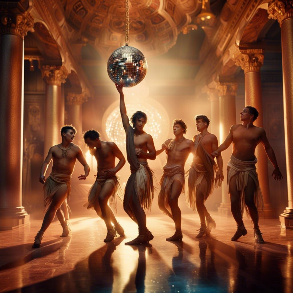 Roman Youths Dance in Disco Hall