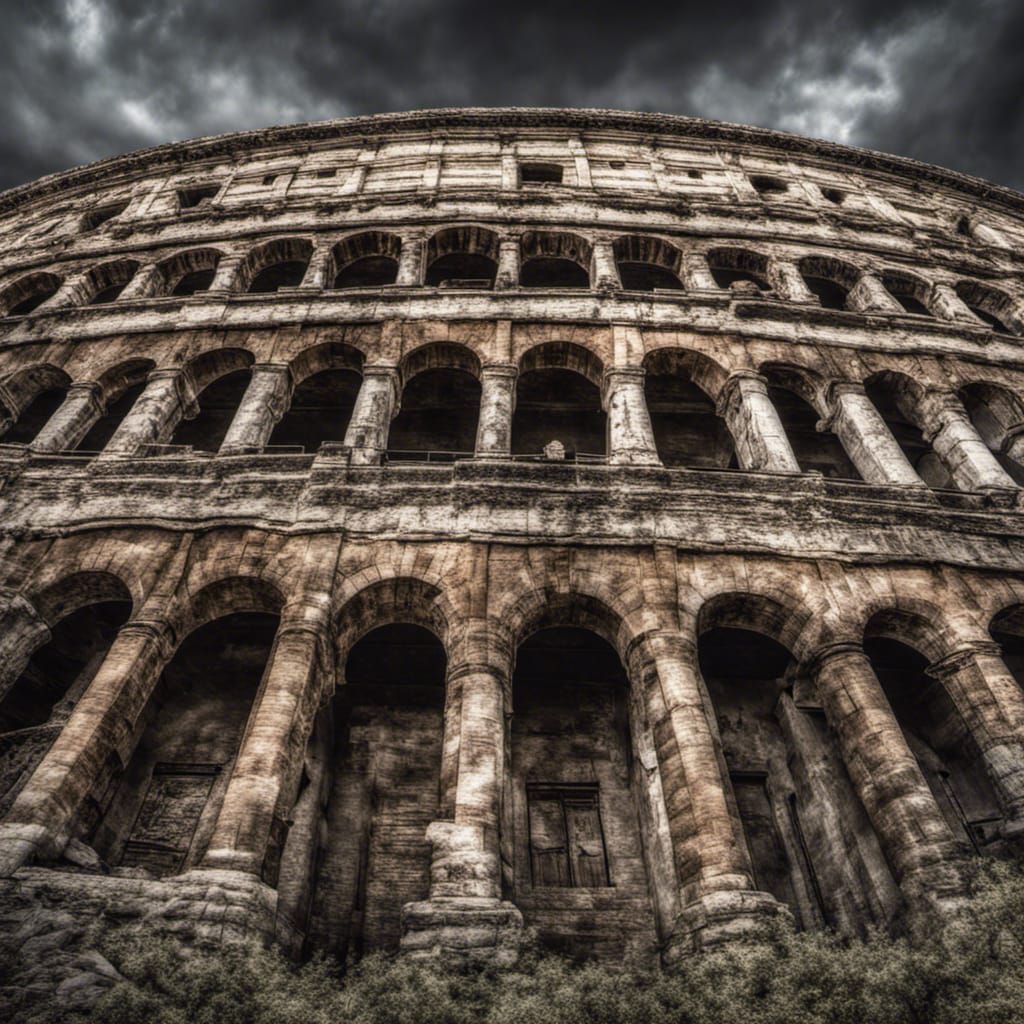 Hyperrealistic Bioconstruction Coliseum with Intricate Detai...