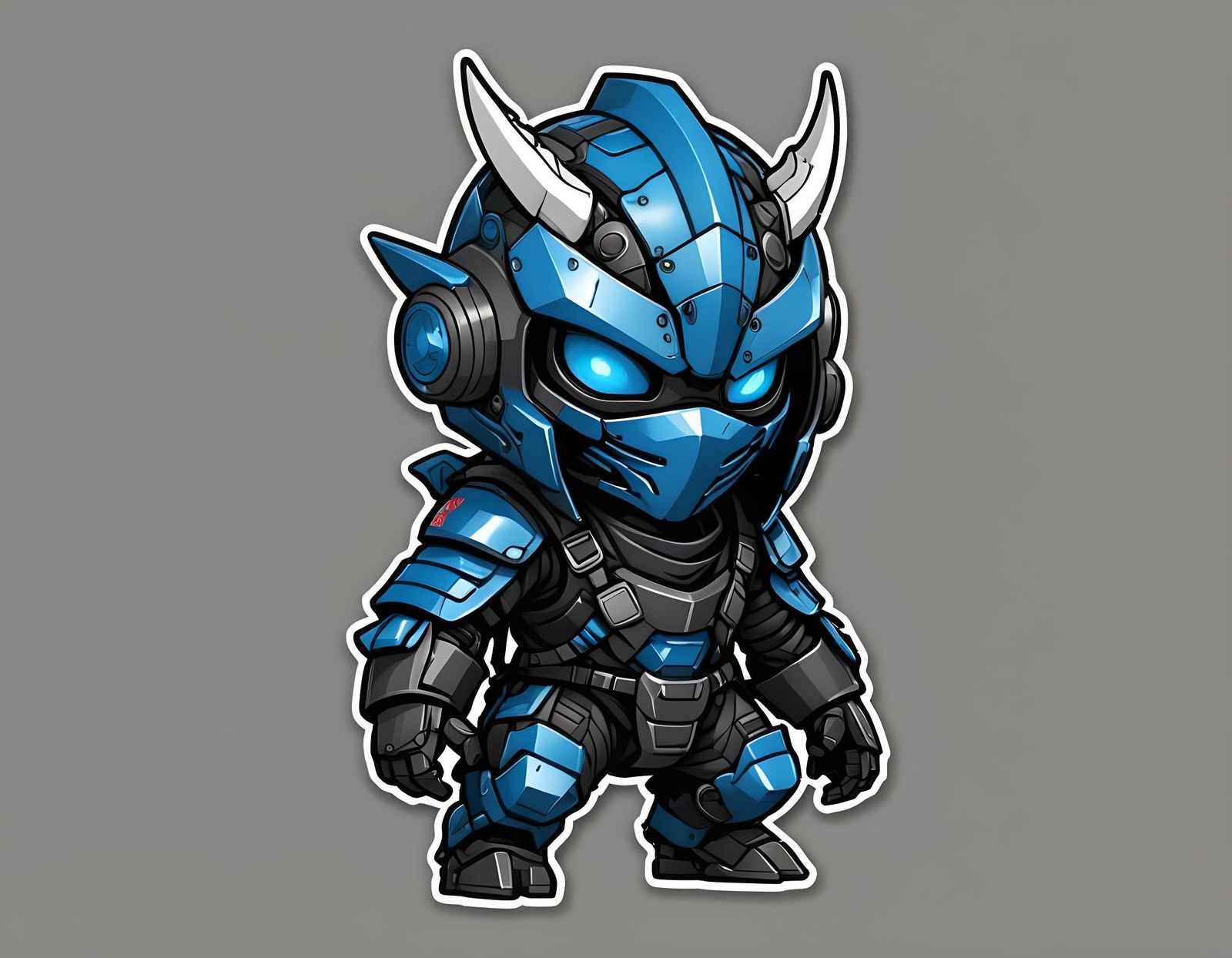 Chibi Blue Dragon Ninja Robot in Techwear