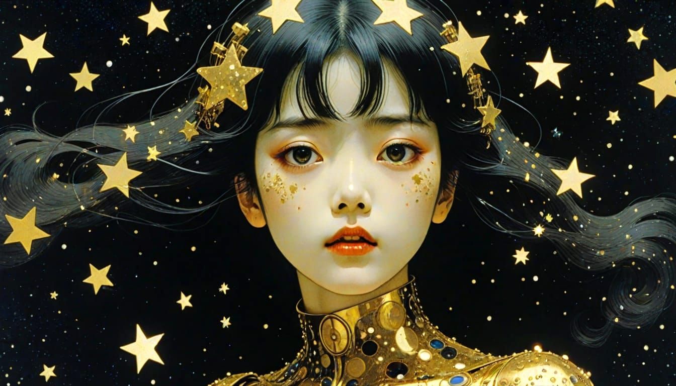 Hero, ala Klimt
Scattered Stars, 
Sci-fi, 
Hyperdetailed Pho...