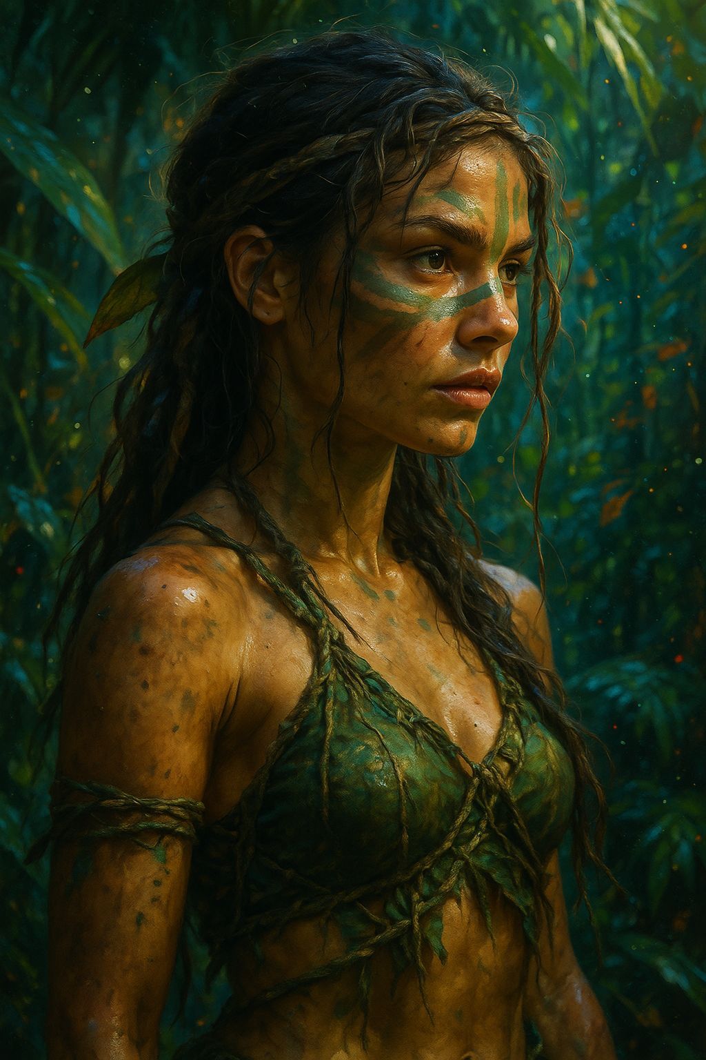 Jungle Girl Photo Session Hyperrealistic Splash Art