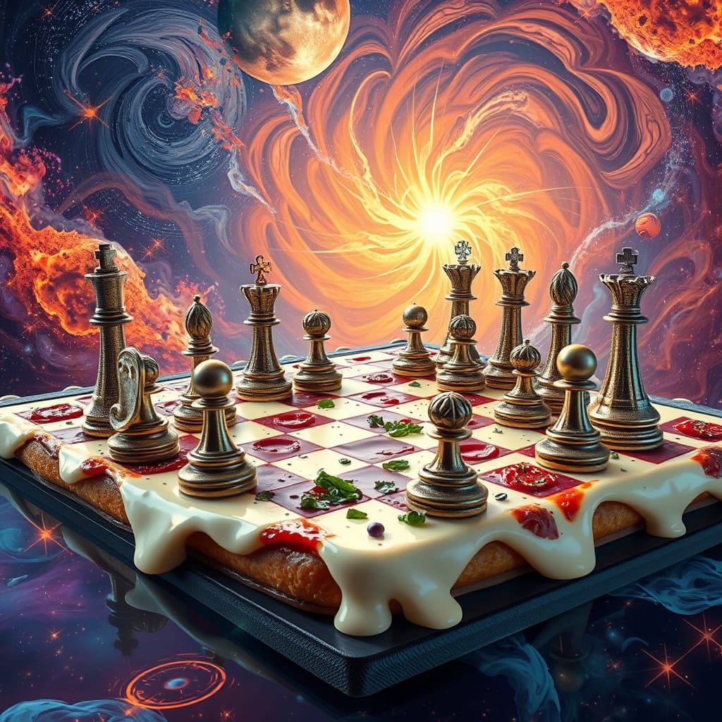 Pizza Chessboard in Astral Holographic Style