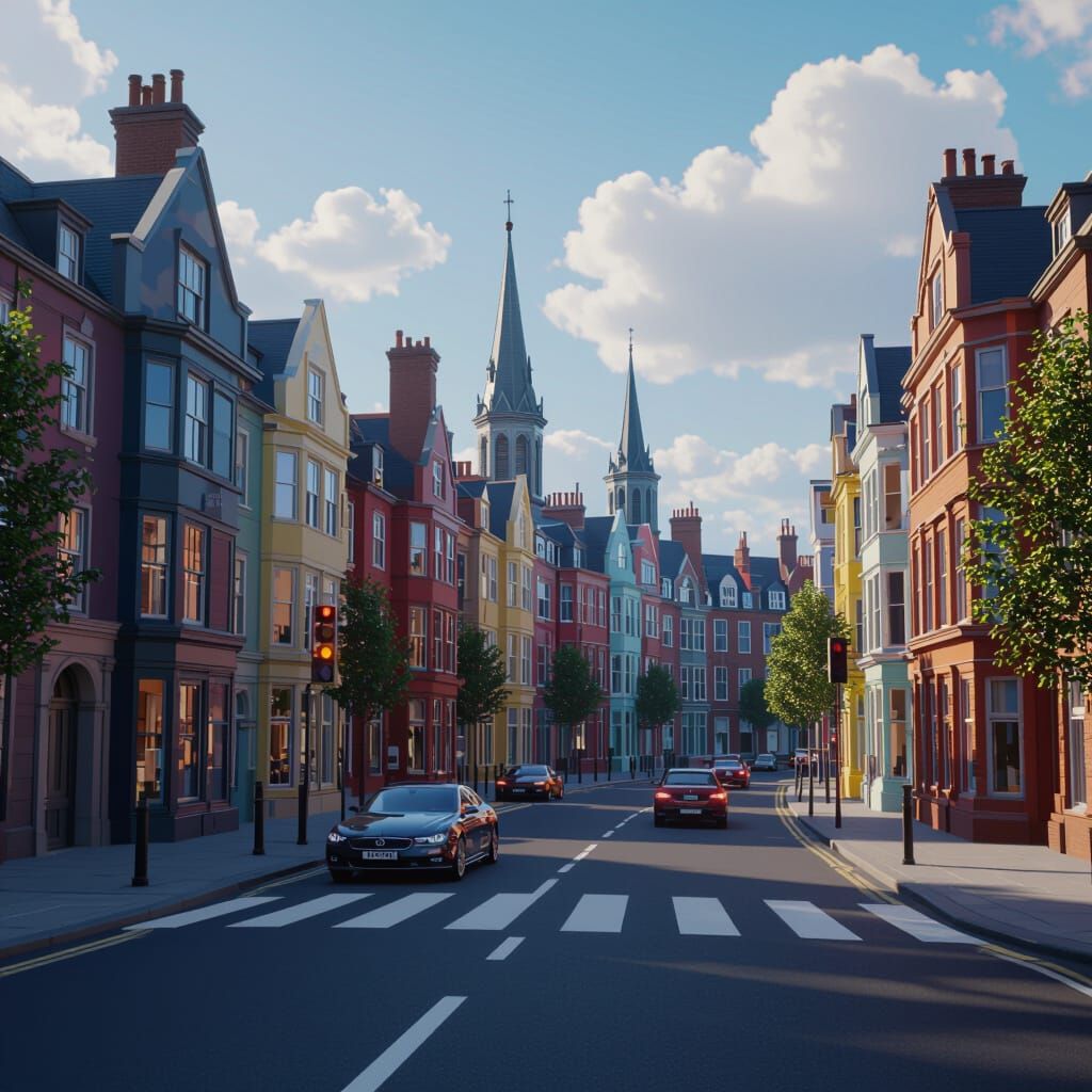 Abbey Road Abstract Matte Painting in Deep Complementary Col...