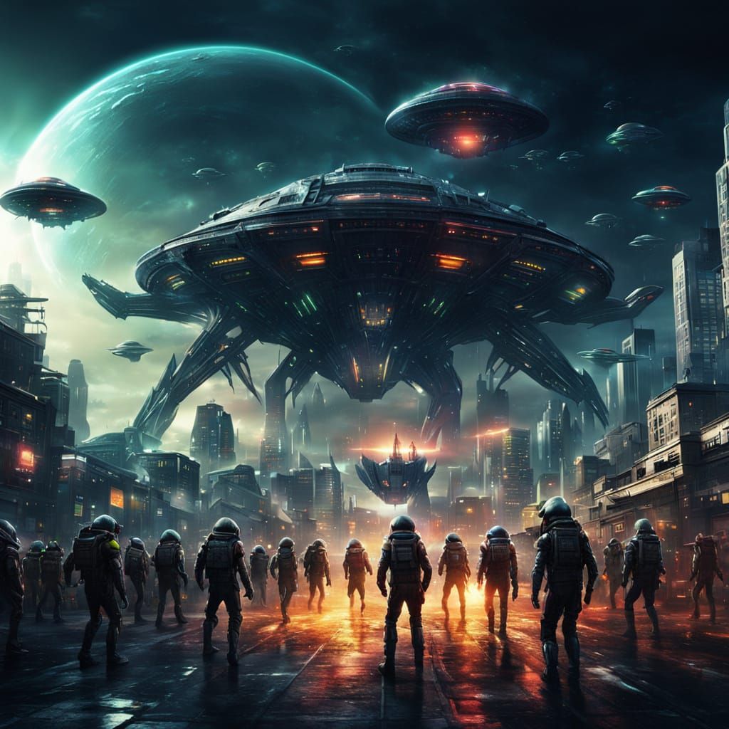 Aliens Invade City in Sci-Fi Digital Art