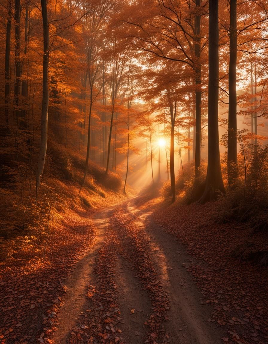 West Virginia Autumn Forest Landscape at Sunrise