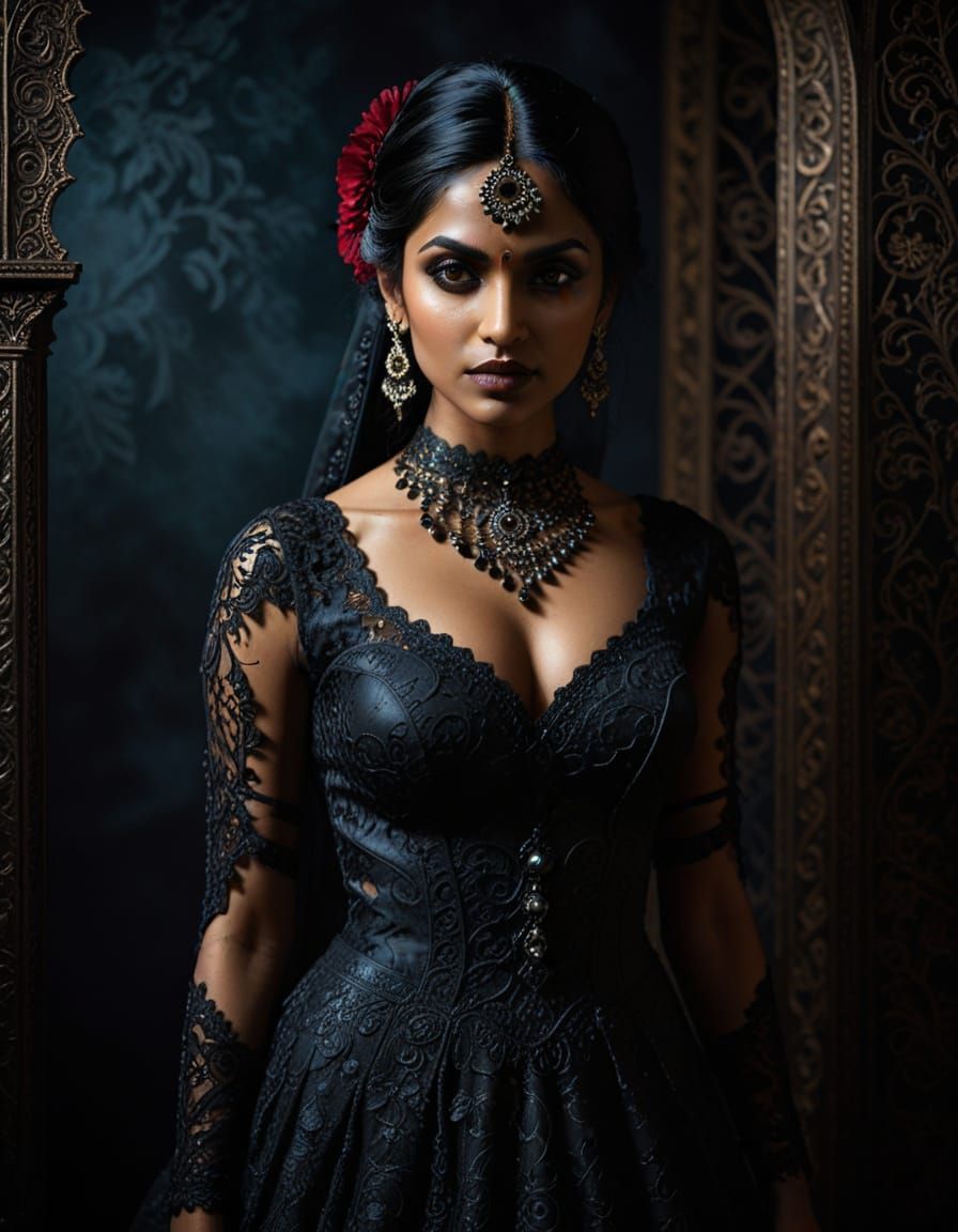 Gothic Indian Bride in Victorian Setting