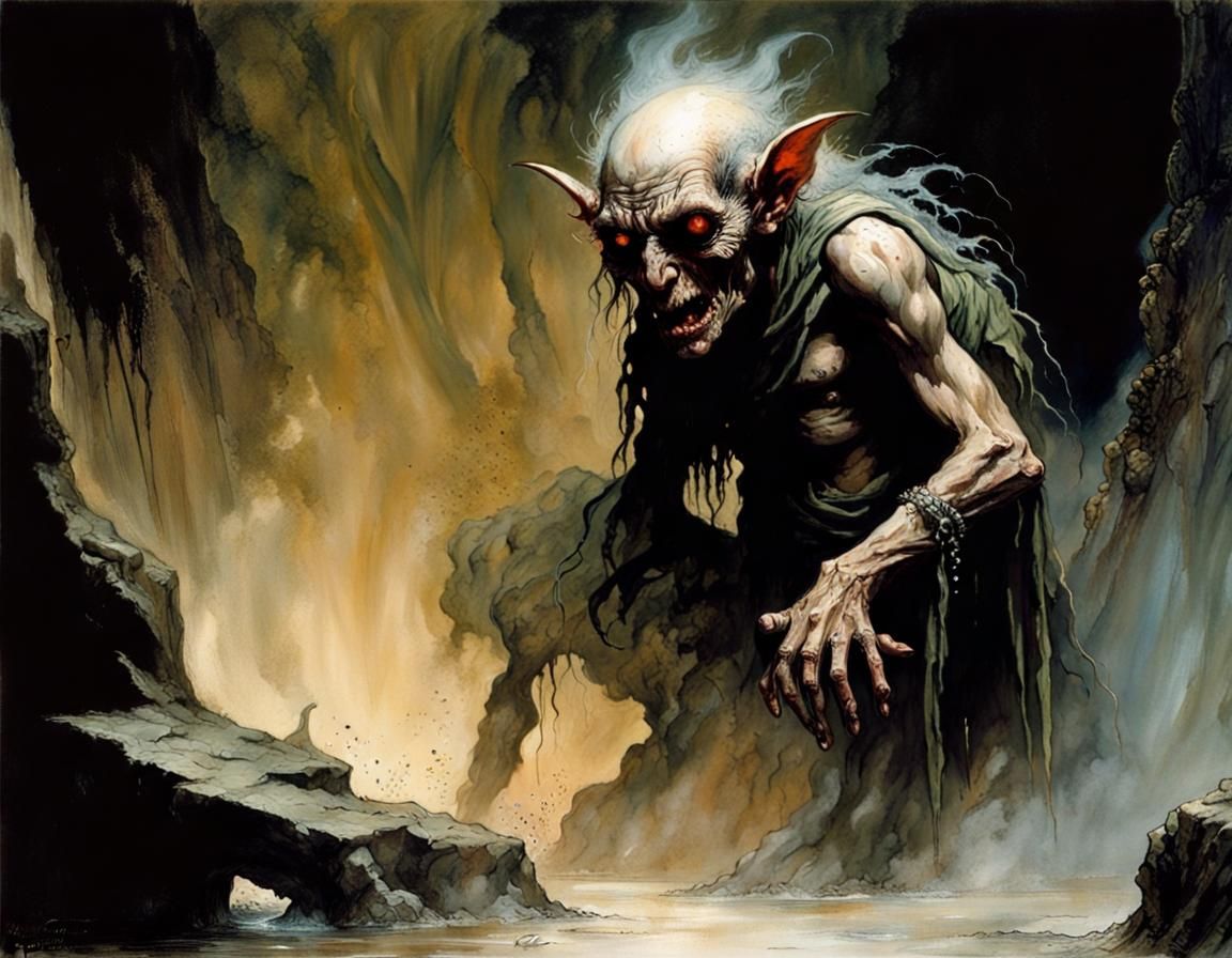 Grotesque Goblin in a Dark Cave, Splash Art