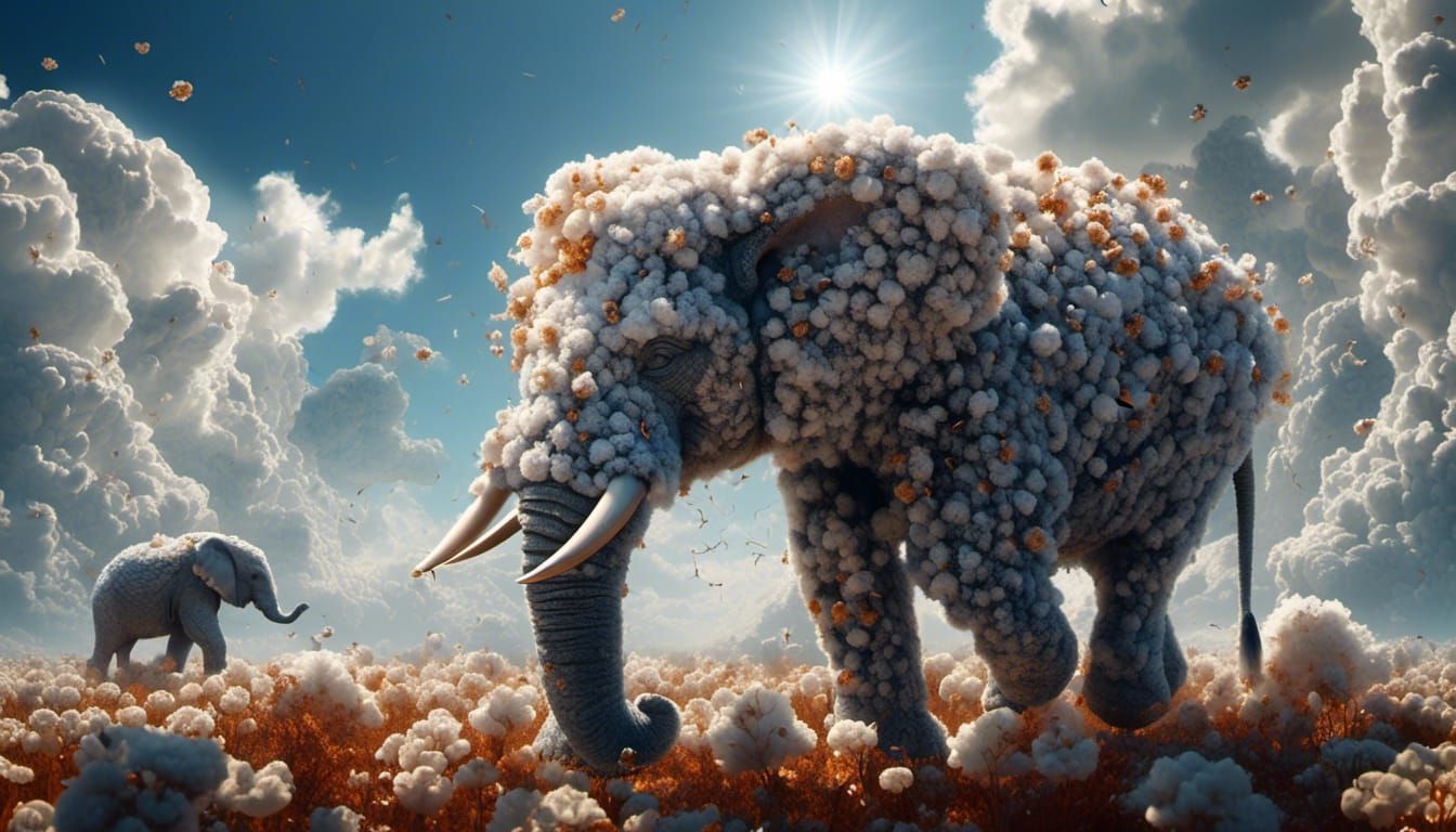 Elegant Cloud Elephant in Digital Matte Painting