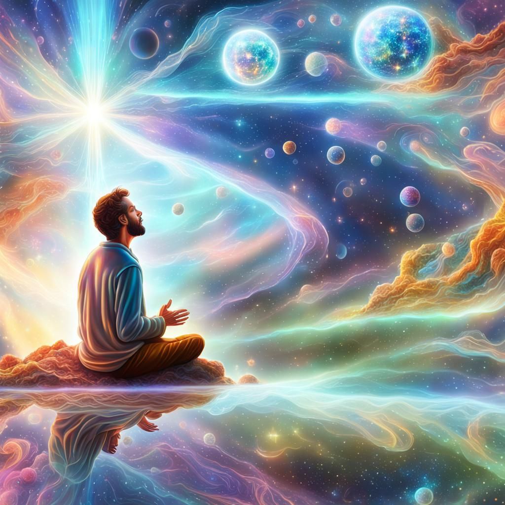 Cosmic Encounter: An Astral Holographic Illustration