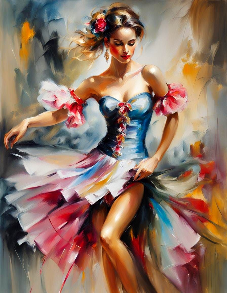 Flamenco Dancer in Oil with Brush Strokes