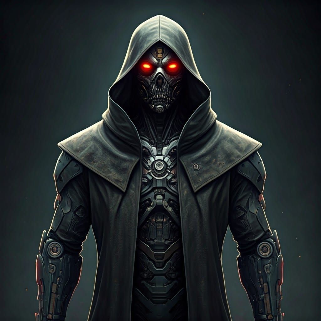 Nimrod: Cyberpunk Hunter in Dystopian Cityscape