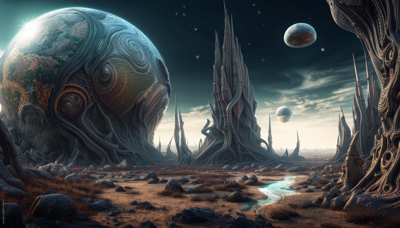 Hyperrealistic Alien World with Intricate Details
