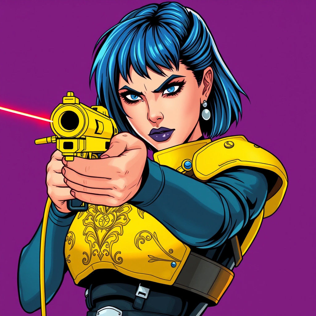 Gothic Sci-Fi Woman with Laser Pistol