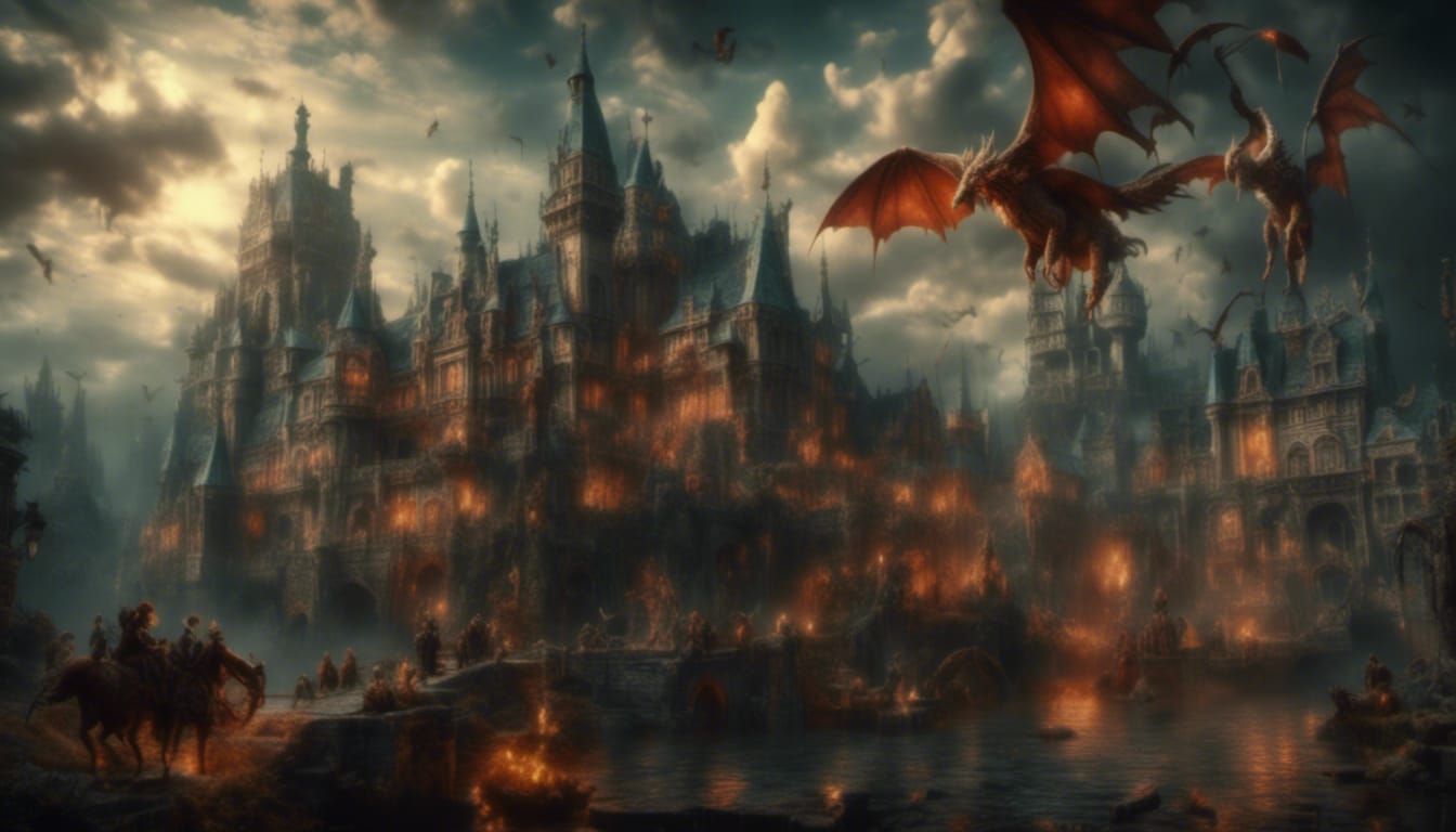 Dragons, Angels, and Demons Clash in Rococo Style