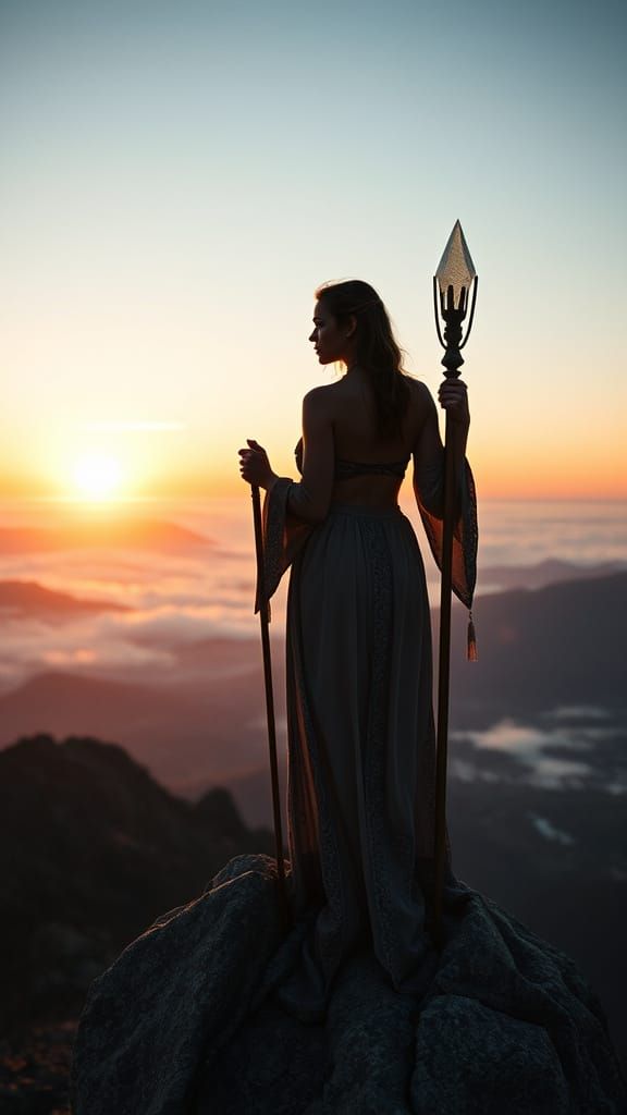 Sorceress at Sunset: Cinematic Film Still