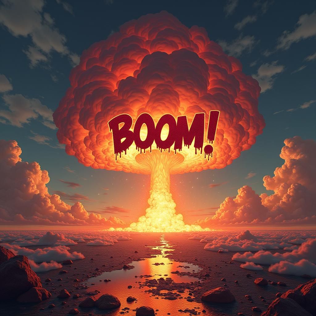 Fantasy World Nuclear Explosion in Sci-Fi Style