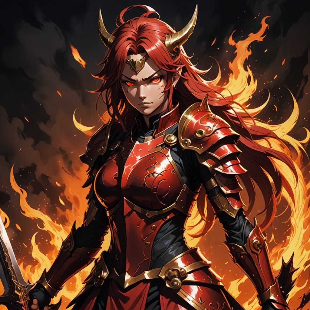 Manga-Inspired Dark Fantasy Oni Valkyrie