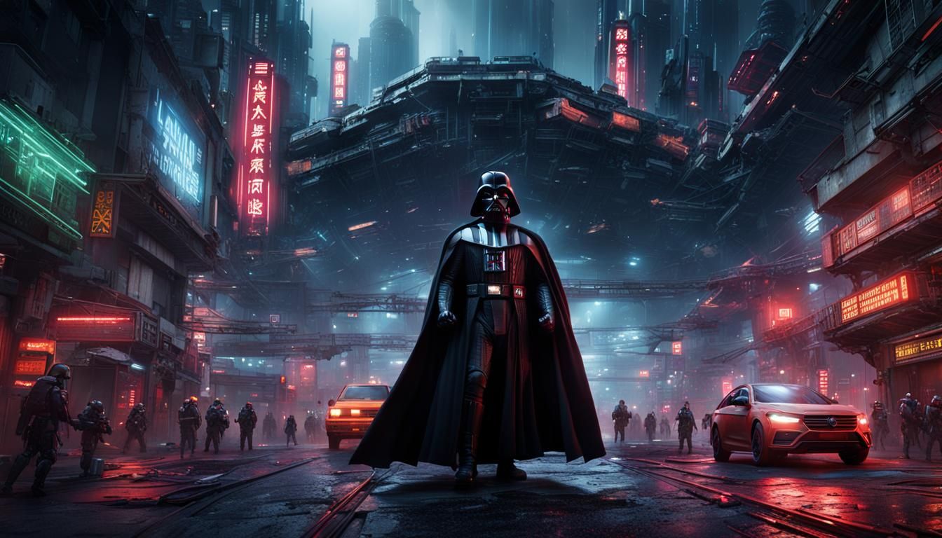 Cyberpunk Star Wars Cityscape at Night