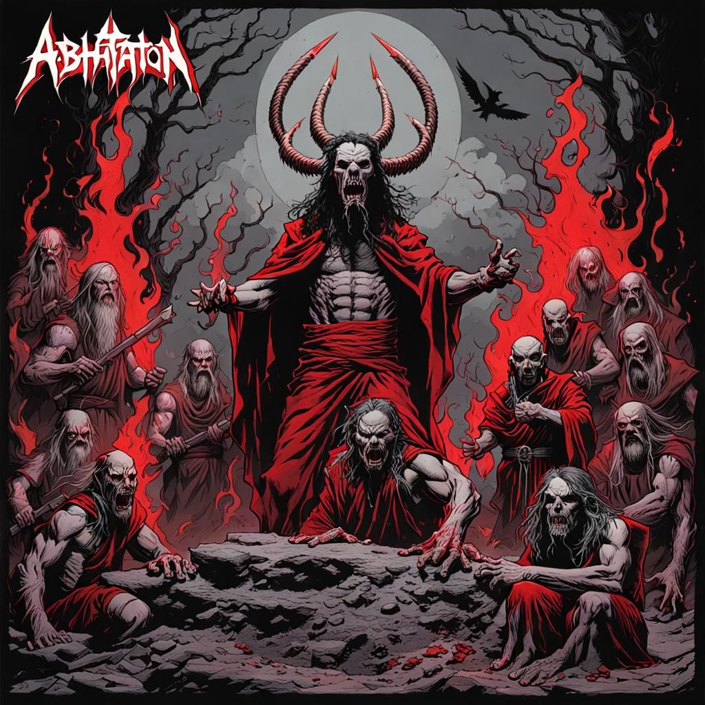 Sinister Thrash Metal Album Cover in Comic Style