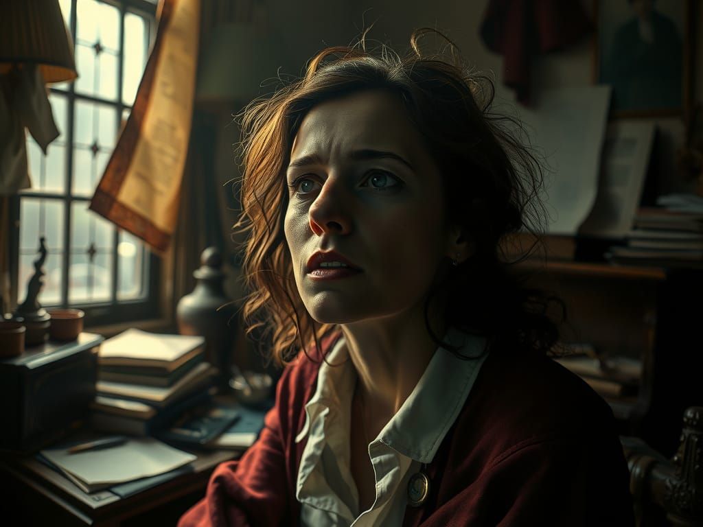 Dreamful Portrait of Woman Lost in Thought