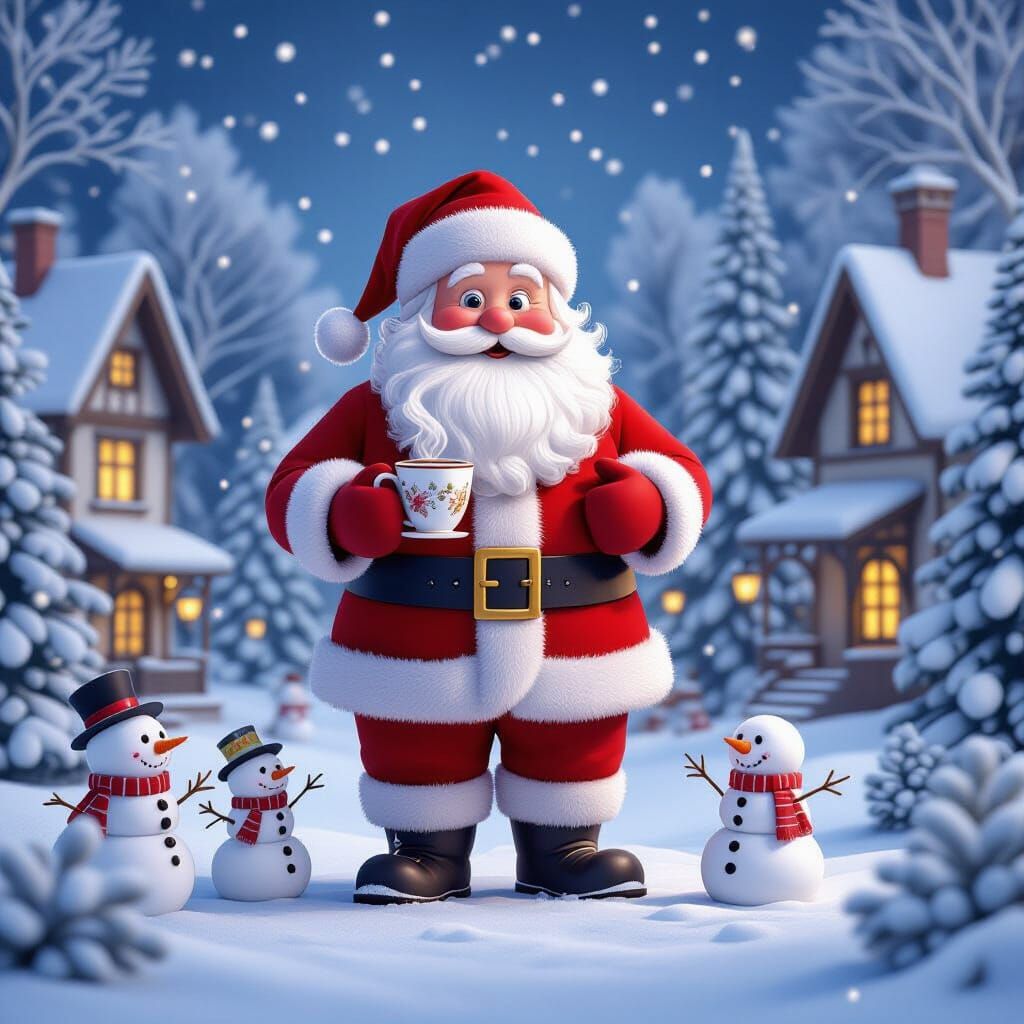 Giant Santa in Victorian Wonderland with Cocoa