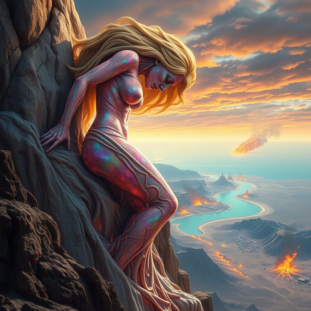 Eternal Sorrow: A Majestic, Petrified Form Rises from the As...