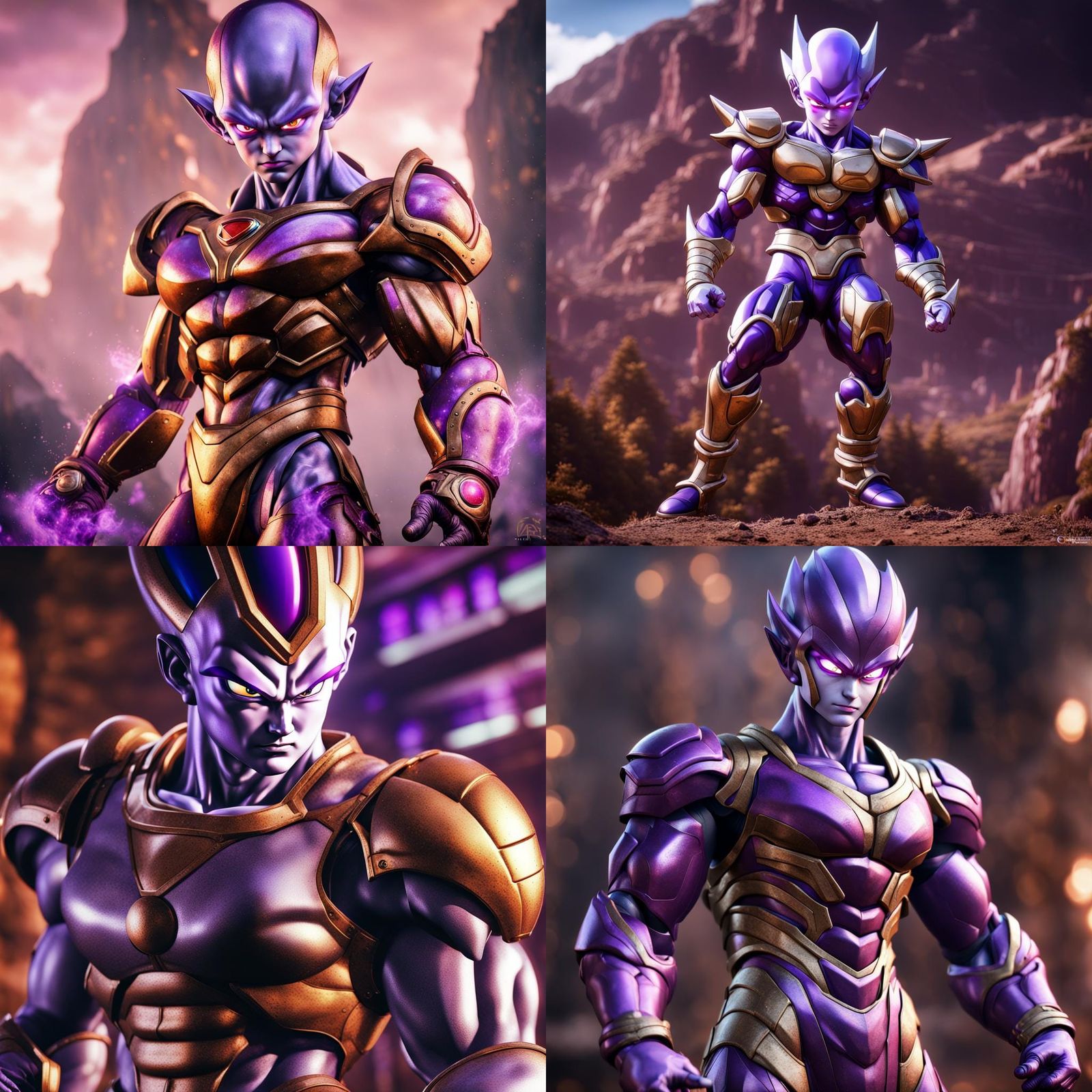 Frieza's Max Form in Purple Iron Armor, Hyperrealistic