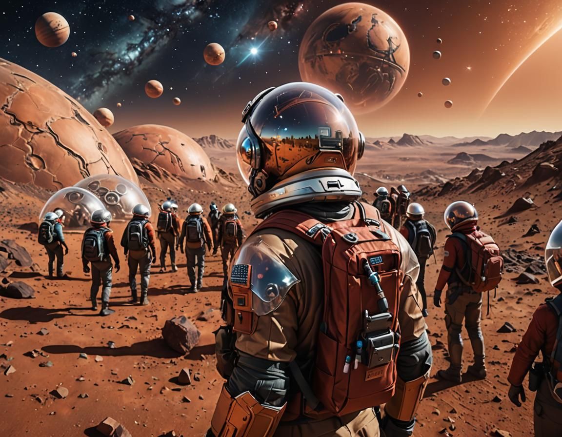 Mars Tour Guide Explains Futuristic City, Digital Art