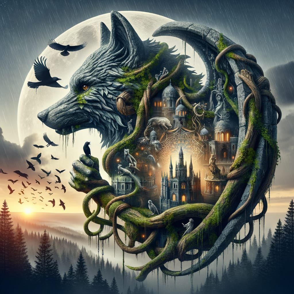 Werewolf Castle Under the Full Moon