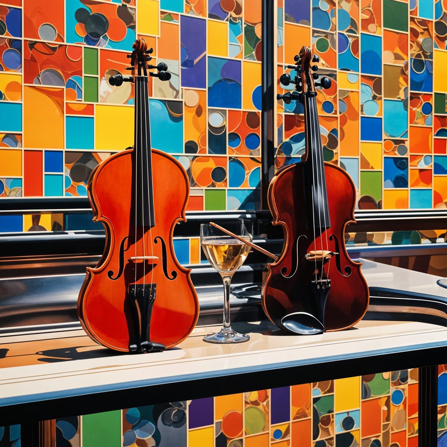 Precisionist Glass Panels with Musical Stickers