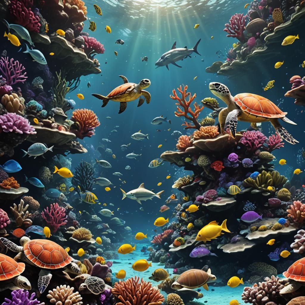 Underwater Coral Reef: A Detailed Matte Painting