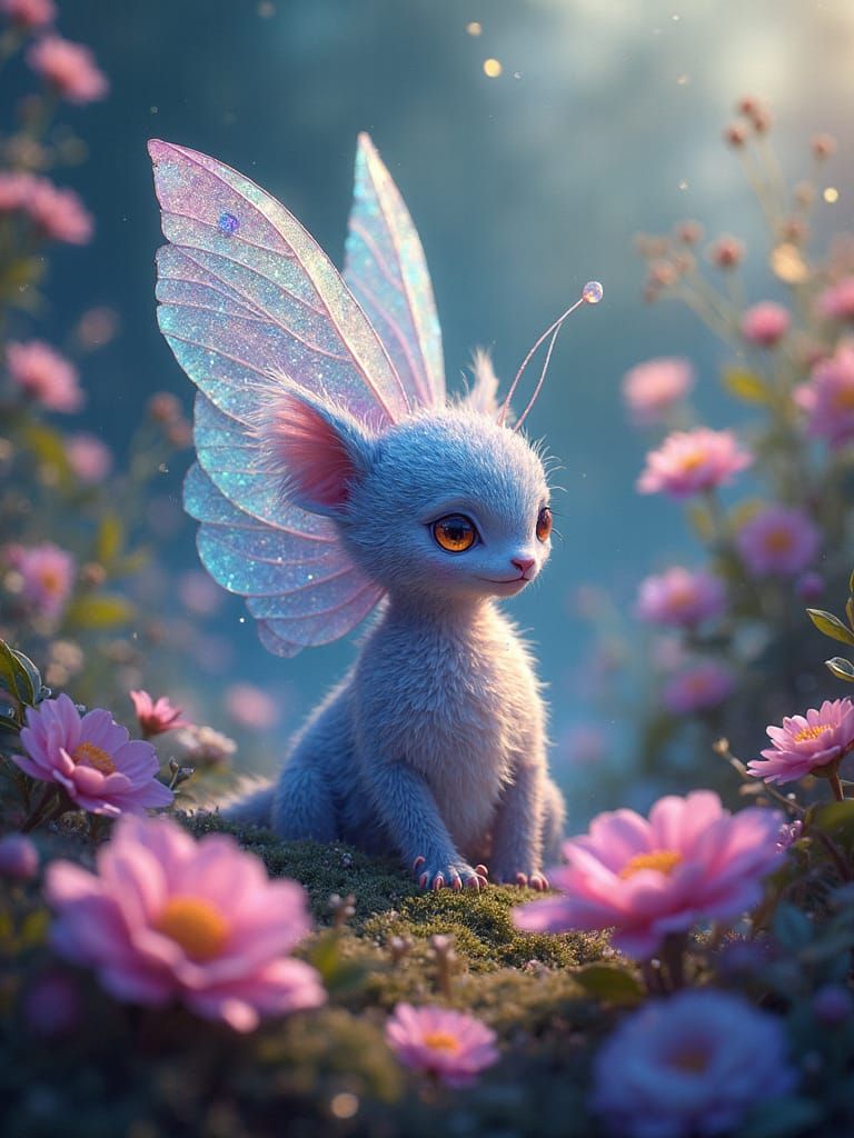 Whimsical Crystal Winged Garden Creature