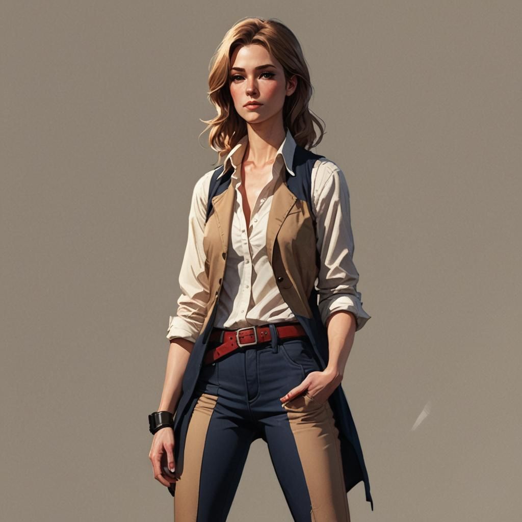 Assertive Woman in High-Fashion Concept Art