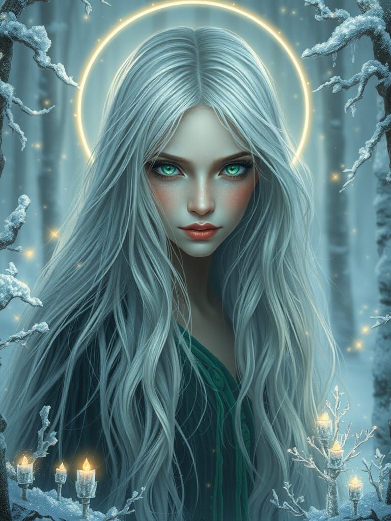 Mystical Siberian Witch in Dreamlike Forest