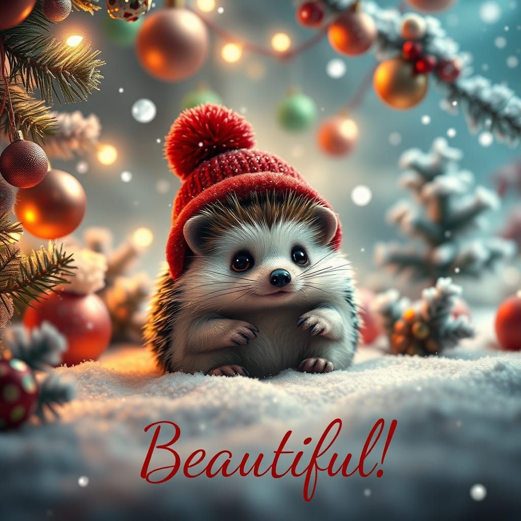 Enchanting Winter Wonderland with Cozy Baby Hedgehog