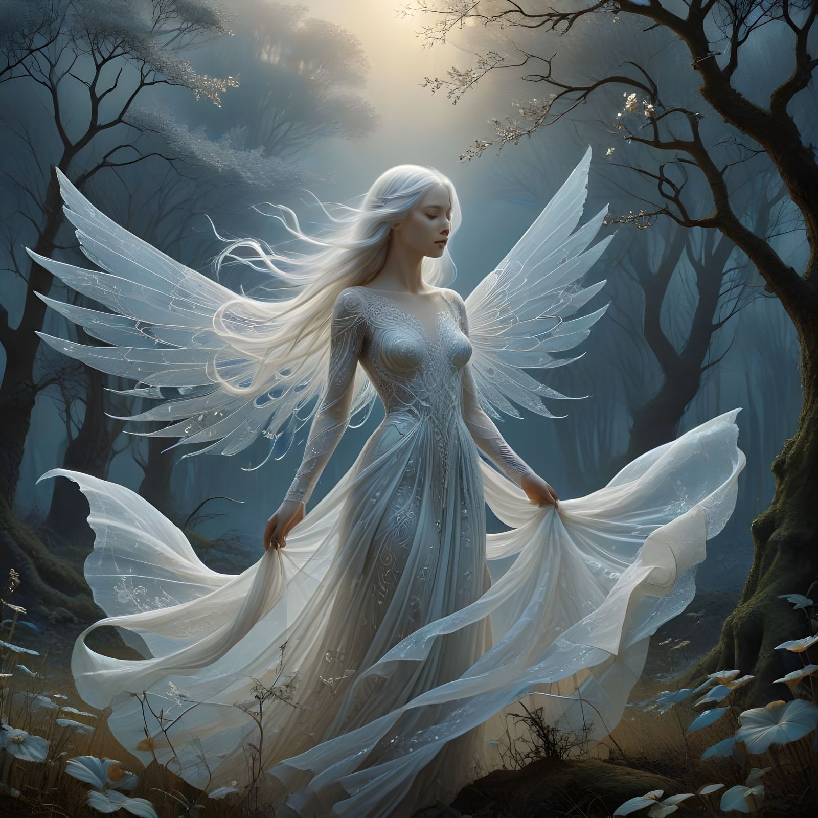 Enchanted Immortal Woman in Ethereal Beauty