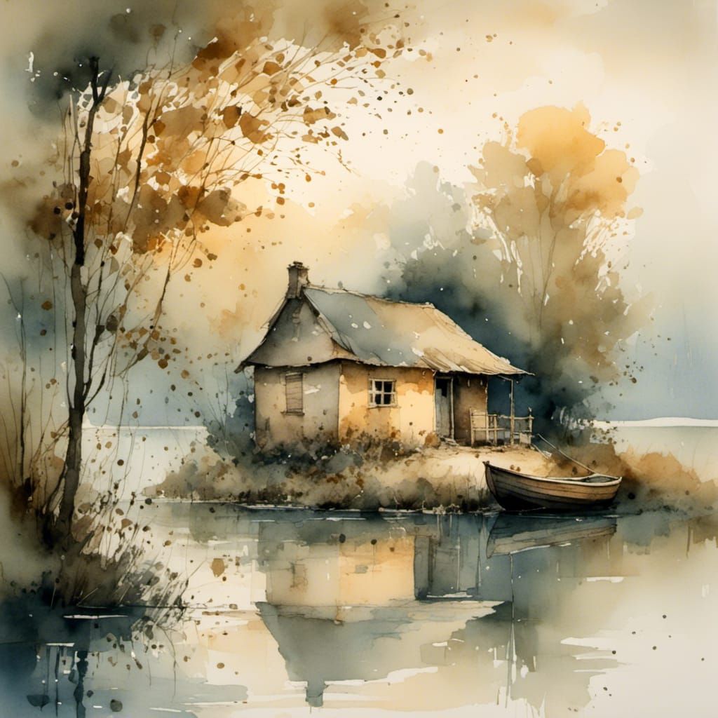 Fishermans hut, autumn.