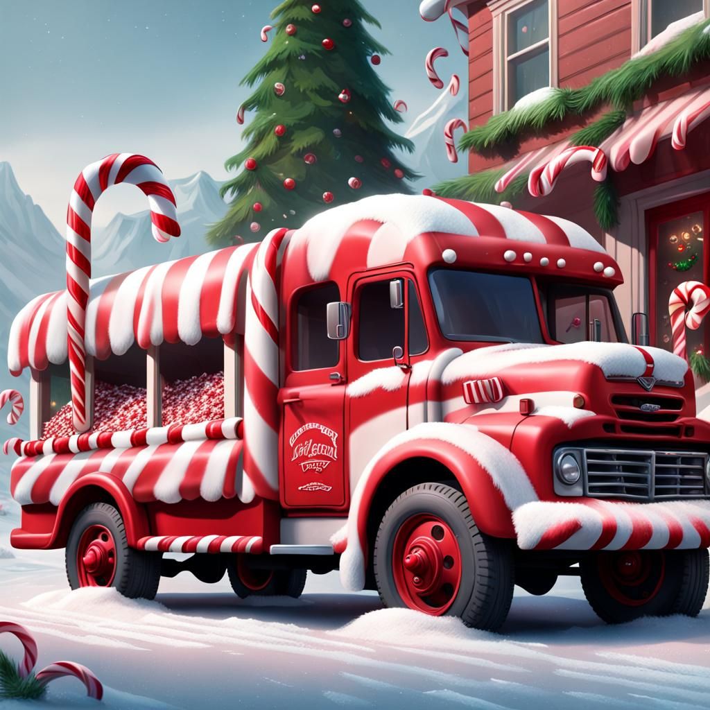 Candy Cane Truck: Detailed Matte Painting
